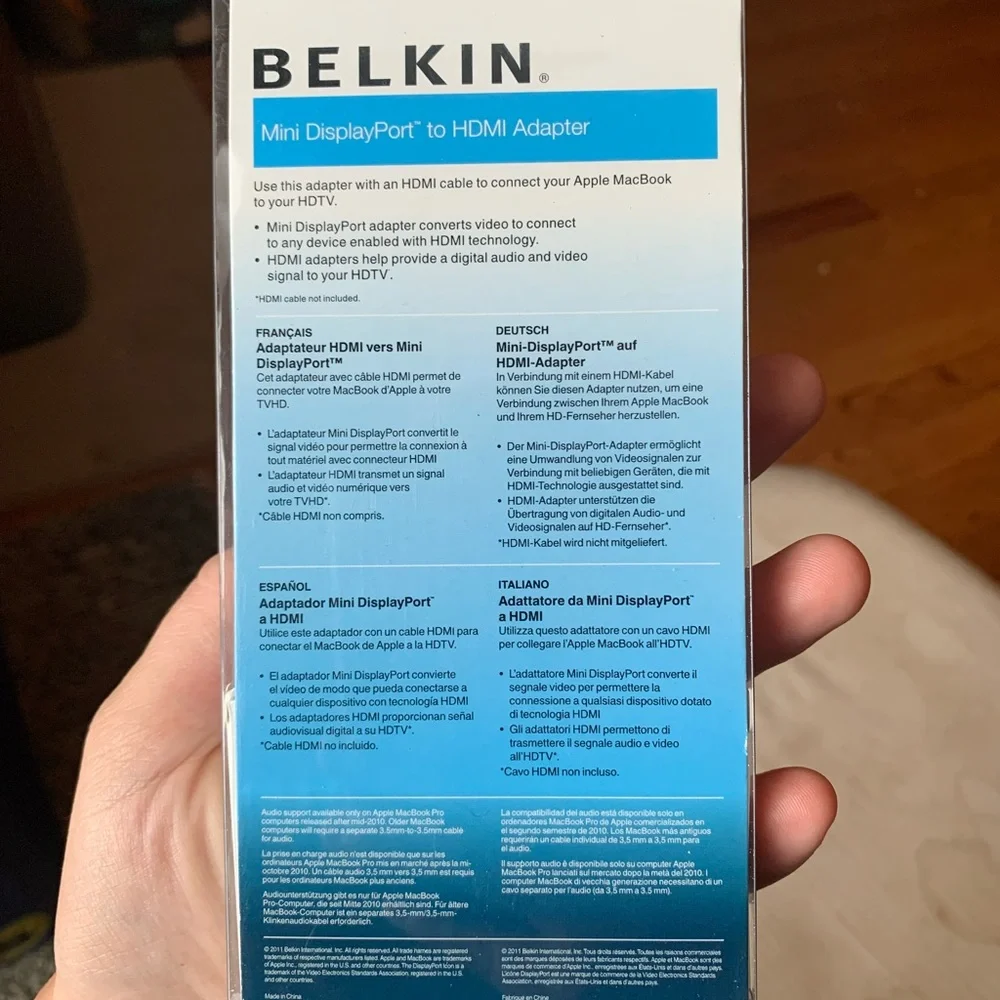 Belkin Mini Display Port to HDMI Cable NEW